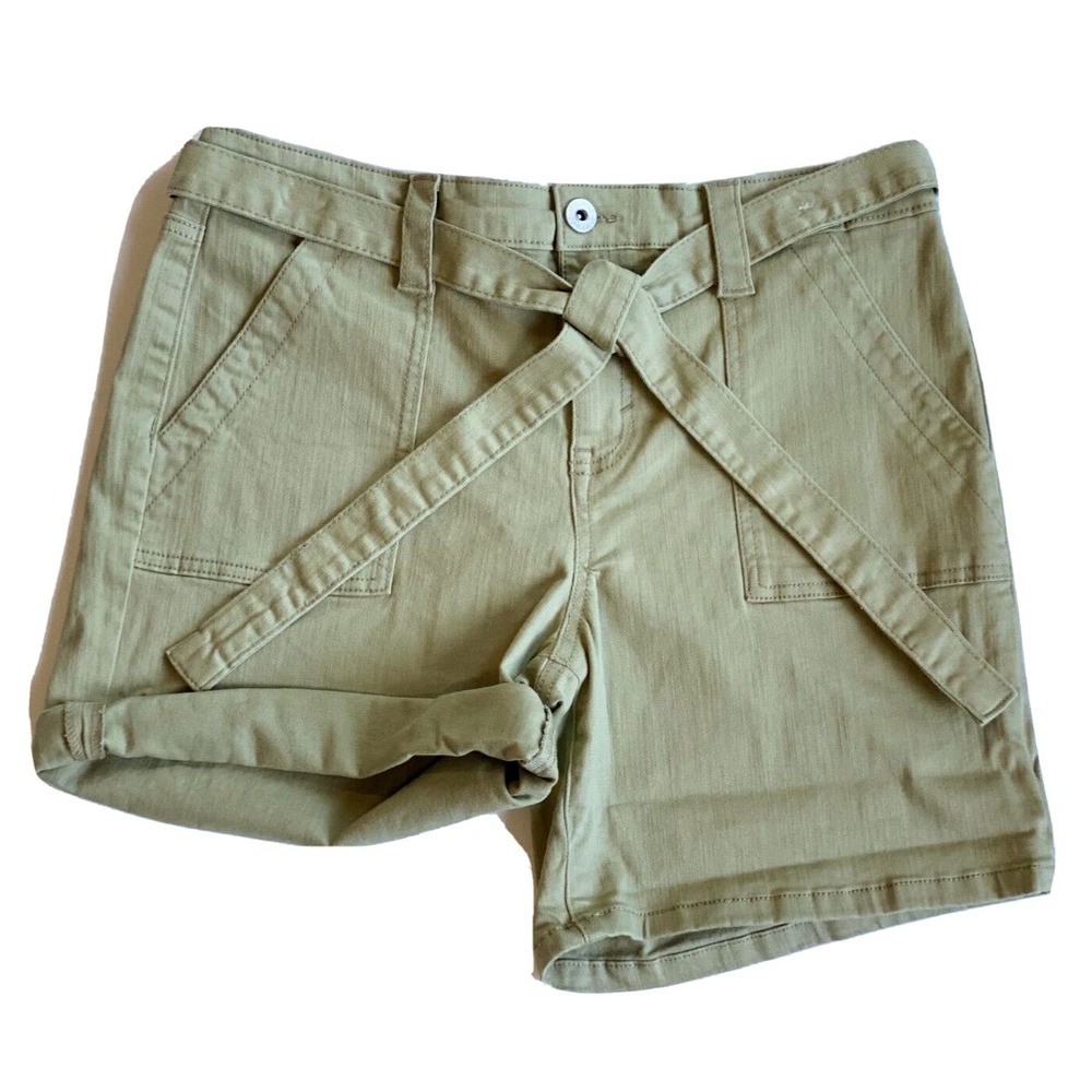 Style & Co Womens Shorts 8 Utility Mid Rise Olive Green Denim NEW